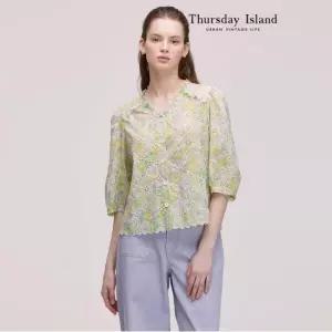 [Thursday Island] 펀칭 자수 원단 블라우스 T242MBL141W)