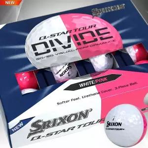 스릭슨 Q-STAR TOUR 6 큐스타 투어 디바이드 반반 골프공(화이트핑크)