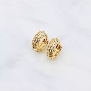 [미니라인] 여성용 큐빅 원형 원터치 귀걸이 귀찌 무알러지 F0439