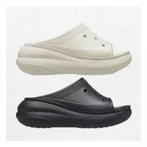 [크록스]남여공용 크러쉬 슬라이드 / 208731 본 블랙 2종택1 / 여성 여자 가벼운 푹신한 발편한 키높이
