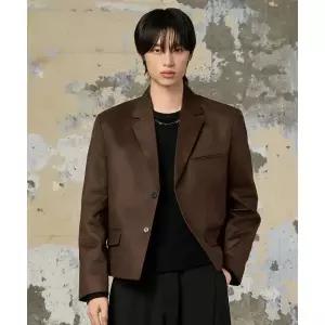 HYOJI 25 FW 2버튼 크롭 자켓_스웨이드 (카키 브라운) 5008425457 200441