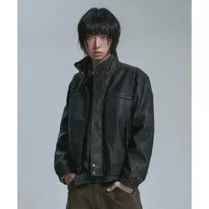 엠오오 MOO 워시드 하이넥 비건레더 자켓 - 다크브라운 MOO_25FW 200425