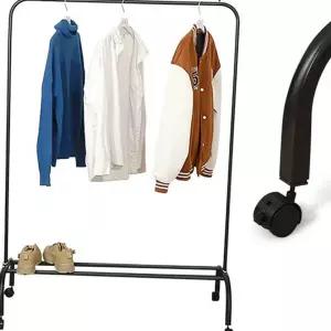 철제 이동식 행거 드레스 바퀴 옷걸이 이동식 스탠드 행거 수납 정리 실내용 미끄럼 침실 방지