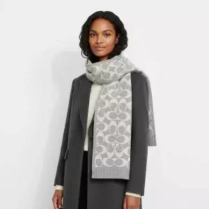 [코치] 그레이 점보 시그니처 C 울 머플러 152608074