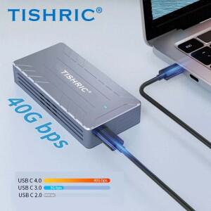 티쉬릭 알루미늄 스틸 SSD M2 NVME 인클로저 40Gbps USB 4.0 외장 하드 케이스 2230 2242 디스크 지원