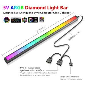 COOLMOON ARGB LED 스트립 라이트 다이아몬드 마그네틱  분위기 PC 컴퓨터 케이스 섀시용 DIY 램프 바 5V 3