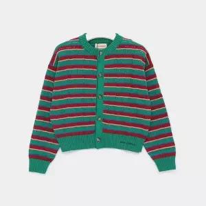 [보보쇼즈] 틱 탁 토 스트라이프 크루넥 여아 가디건 152332040