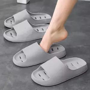 쿠션 발판 통풍구멍 배수홈 실내 화장실 슬리퍼 그레이 가정용 남녀공용 욕실용품