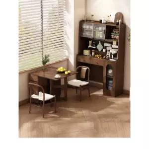 프리미엄 원목 수납장 겸용 세라믹 접이식 식탁 테이블 세트 이동식 4각