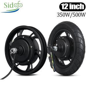 12인치 브러시리스 무기어 허브 모터 스쿠터 뒷바퀴 타이어 포함 36V350W 48V500W 전기 자전거 휠 디스크
