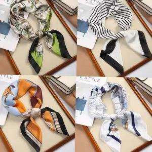 핸드백 장식 스카프 새틴 선물용 가방 여성 쁘띠 스카프 머리 실크스카프 부드러운 실크헤어 넥타이 데일리