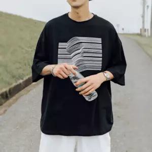 남자 캐주얼 외출 패션 심플 오버핏 5부 반팔 티셔츠