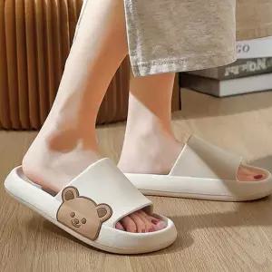 여성 거실화 푹신한 슬리퍼 귀여운 여성 실내화 사무실 베란다 논슬립 욕실화 욕실 무지 일자