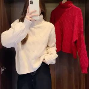 가오리핏니트 크롭기장 꽈배기 폴라넥 니트 루즈핏 신축성 겨울