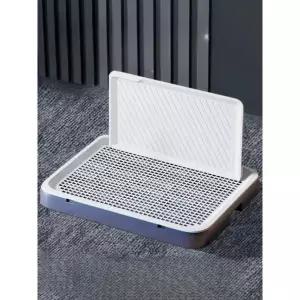 수컷 강아지 대형견 배변판 화장실 L자형 기둥형 벽보호 블루 대형 세트