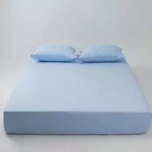 Q매트리스커버 스카이블루 홑겹 밴딩 세이브 퀸 매트리스 커버 무봉제매트리스커버