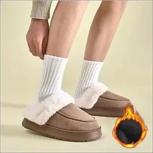 [엄지척]스웨이드 129QYT45 겨울 실내화 뮬 털슬리퍼 남자 퍼안감