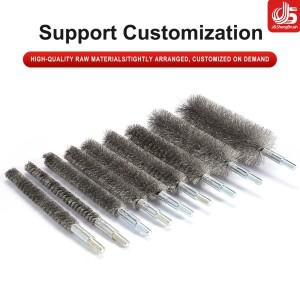 와이어 튜브 브러시 M6 나사 핸들 스테인리스 스틸 스텐 드릴 배관 금속 청소 연마 표면 디버링 전동 공구