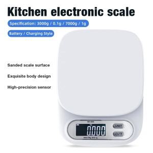 3kg/7kg LCD 디지털 주방 저울 0.1g/1g 식품 배터리/USB 충전 요리 베이킹 커피 차전자