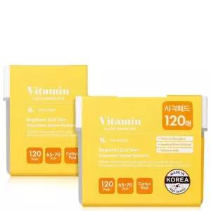 비타민 토너패드 120매 대용량 모공 미백 잡티 스킨로션패드 2개+휴대용 패드 4개 증정