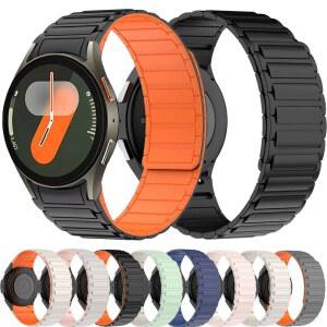 삼성 갤럭시 워치 7 6 5 4 FE 40mm 44mm 실리콘 밴드 47mm/42mm/46mm 클래식 프로용 마그네틱 스트랩 무간격