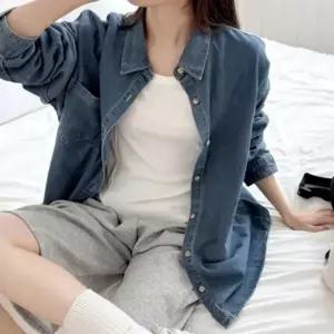 여성 청남방 데님셔츠 베이직 워싱
