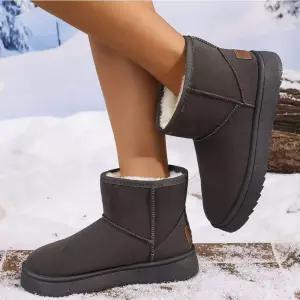 여성 2컬러 퍼 안감 겨울 숏부츠 통굽 경량 털부츠 iUy4+9zSl