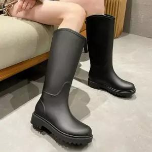 여성 2롱 레인부츠 데일리룩 미들 장화 레인36 하이힐 미들 체스트넛 털신 발편한 통굽