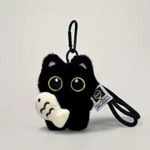 검은 고양이 인형 키링 물고기 까만 깜냥이 검정 귀여운 동물