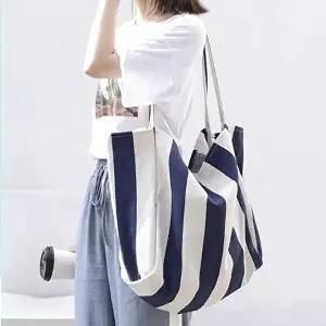 여자크로스백 빅사이즈 스트라이프 숄더 에코백 캔버스 대용량 가방