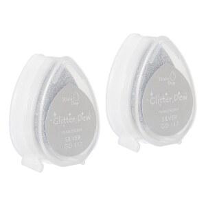 우표용 파티킬 공예 잉크 패드, 세탁 가능한 지문 잉크 스탬프 패드 2개, 고무 우표용 DIY 무지개 종이 스크랩북 패브릭 우드, 플래시 실버