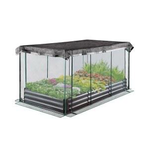 작물 케이지 식물 보호망 텐트와 그늘막 키트 금속 화분 상자 바닥 없는 채소 심기 야외 뒷마당 포함 T 태그 윙 너트 8x4x1 피트