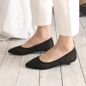 시원한구두 국내제작 뾰족코 매쉬 망사 자수 미들굽 여성구두Y