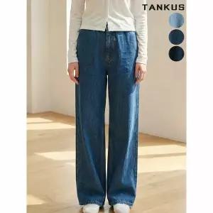[하프클럽/탱커스]여성 코튼 밴딩 통 와이드 데님 팬츠