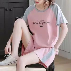 운동할때패션세트 여름 데일리 웨어 의류 배색티 반바지 실내복 잠옷