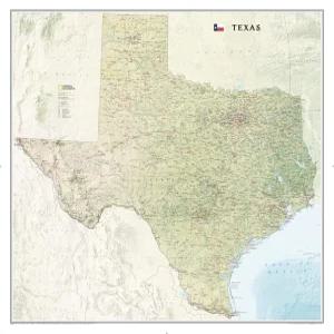 내셔널 지오그래픽 텍사스 벽 지도 - 라미네이트 (40.75 x 38.5인치) (내셔널 참고 지도)