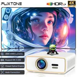 플릭스톤 E900 미니 풀HD 1080 프로젝터 2K 4K 8K 와이파이 3G 64G 비디오 홈 시네마 휴대용 빔프로젝터