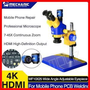 MECHANIC 6.5-65X/7-45X 산업용 광학 실험실 줌 삼안 스테레오 현미경 Simul-Focal PCB 수리 재작업 용접