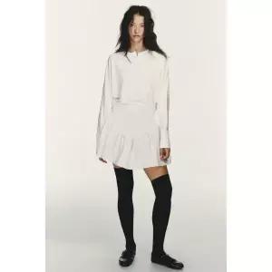 ZARA 배트윙 슬리브 콤비 미니 원피스 - 화이트