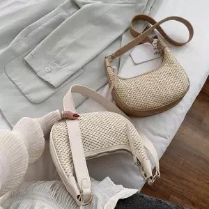 반달 숄더백 여자 라탄 여름 가방 데일리백 캐주얼백 nkI8+4yzz
