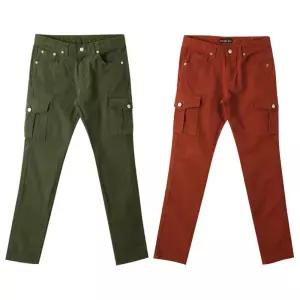 남자 세미일자 건빵바지 슬림 스판 기모 카고 팬츠 dHn9+4Xzn