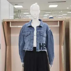 [해리앤] DP01 HAY 데미지 크롭 퍼프 청자켓 YQPP1323_P358195819