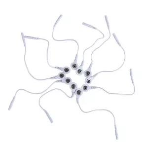 단일 헤드 짧은 전극 리드 케이블 와이어 TENS 마사지 장갑/패드 용 2mm DChead 3.5mm 플러그