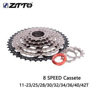 ZTTO 8단 MTB 로드 바이크 카세트 8S 23T/25T/28T/30T/32T/34T/36T/40T/42T 8v 스프라켓 고강도 스틸 K7 프