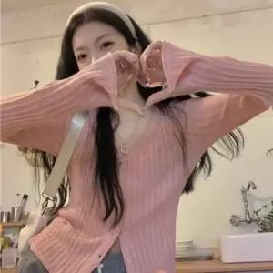 패션스타일 심플 가디건 시스루 여름 브이