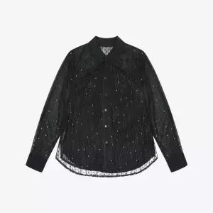 [롯데백화점]씨 리본 칼라 시퀸 블라우스 SKBAB2403