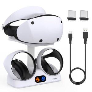 PS5 VR2 게임 액세서리용 USB-C 케이블이 있는 플레이스테이션 VR2, 수직 PS 헤드셋 및 센스 컨트롤러 충전 도크 스테이션용 FASTSNAIL 스탠드