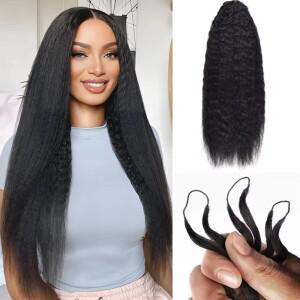 새로운 트렌드 러시아 헤어 도매 인비저블 트윈 페더 라인 헤어 익스텐션 킹키 스트레이트 페더 웨프트 헤