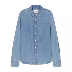 박스 플리츠 프레스 스터드 코튼 셔츠 C94715 16F3ELBL