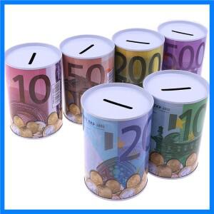 크리에이티브 유로 달러 금속 실린더 은행 저축 돈 상자 홈 인테리어 동전 예금 스토리지 박스, 홈 인테리